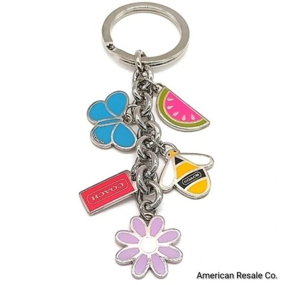 Vintage COACH Rare Spring Daisy Bee Butterfly Keychain Fob Purse Charm #FS5765 - Picture 2 of 4